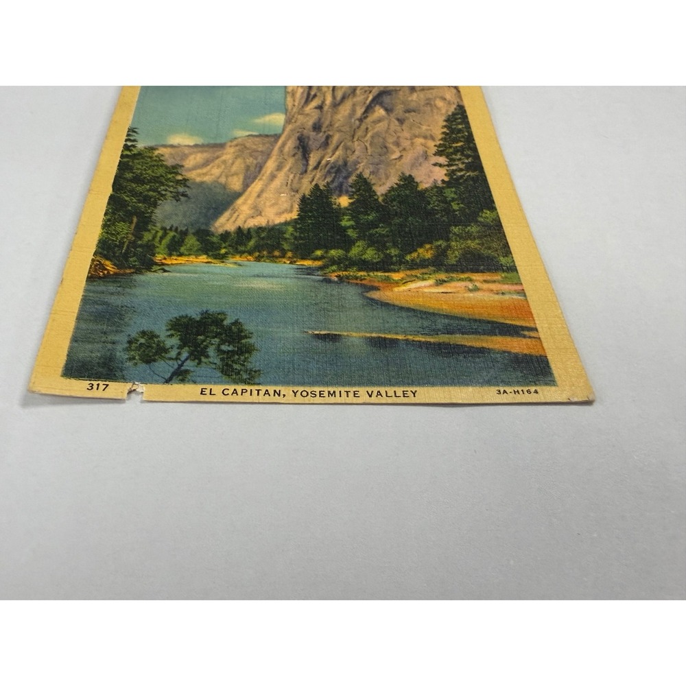 1941 Yosemite National Park El Capitan Linen Postcard Camp Curry Postmark 317 - Picture 8 of 14